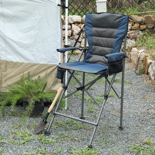 Miniatura 2 de REDCAMP Silla de campamento alta de gran tamaño para adultos, silla de directores plegable portátil de 330 libras, taburete plegable de altura