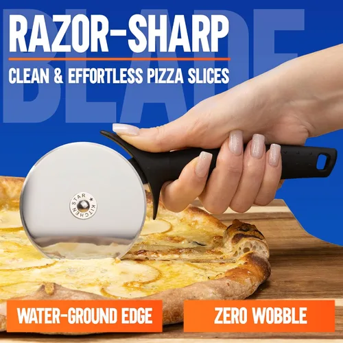 Miniatura 2 de Cortador de Pizza KitchenStar - Cuchillo de corte de acero inoxidable 304 con hoja súper afilada, mecanismo de eje anti-vacilación, mango ergonómico