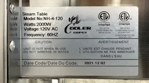 Miniatura 2 de Calentador eléctrico de mesa de vapor comercial 58 pulgadas de ancho 4 pozos abiertos certificado NSF acero inoxidable con estante inferior y tabla