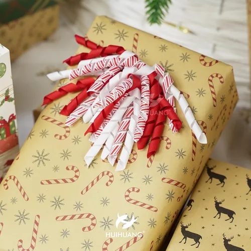 Miniatura 7 de HUIHUANG Lazo de regalo de Navidad para regalos, lazos rizados para envolver regalos, bastón de caramelo, lazos de Navidad rojos y blancos