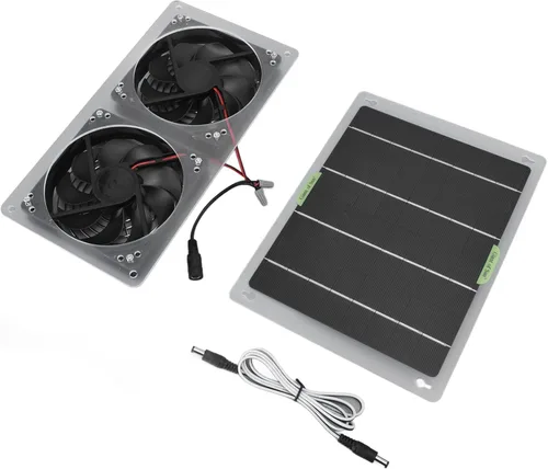 Miniatura 8 de Kit de ventilador solar 100 W 12 V ventilador de escape doble con panel solar para áticos pequeños gallineros invernaderos escape de ventana