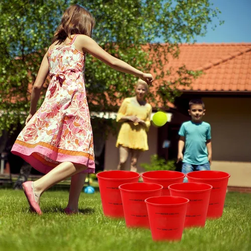 Miniatura 8 de Juegoal Outdoor Giant Yard Pong Game Set Outdoor Toss Game Throwing Game for Beach, Camping, Lawn and Backyard Rojo