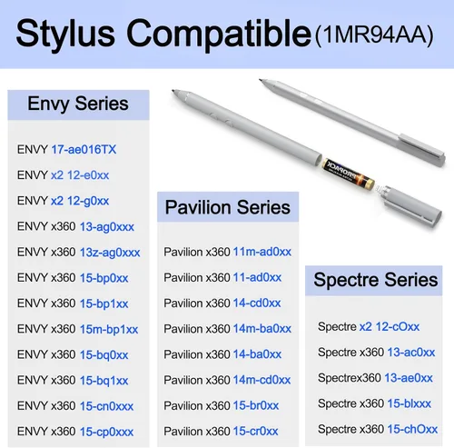 Miniatura 2 de Lápiz óptico para HP Envy X360 Pavilion X360 Specter X360 Spectre X2 Envy X2 recargable MPP 1.51 Tilt Active Pen con sensibilidad a la presión 1024