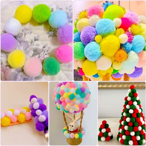 Miniatura 6 de Bundooraking Pompones, 1.5 pulgadas (4cm), 90 piezas bolas grandes multicolor a granel para artes y manualidades, pompones suaves y esponjosos