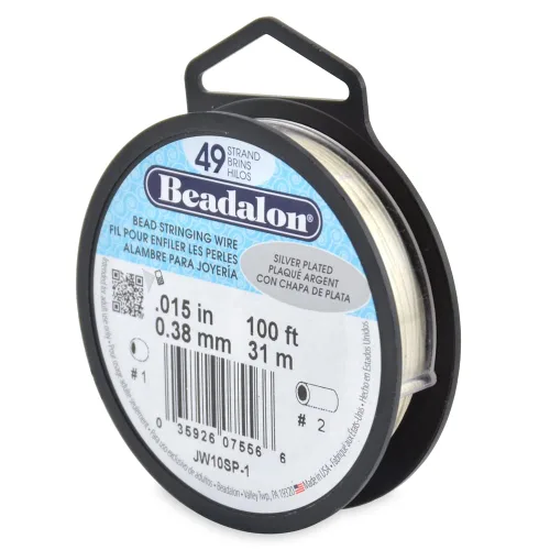 Miniatura 15 de Beadalon Alambre de cuerda de cuentas de acero inoxidable de 49 hebras, 0.036 pulgadas / 0.036 in, negro, 100 pies / 101.7 ft