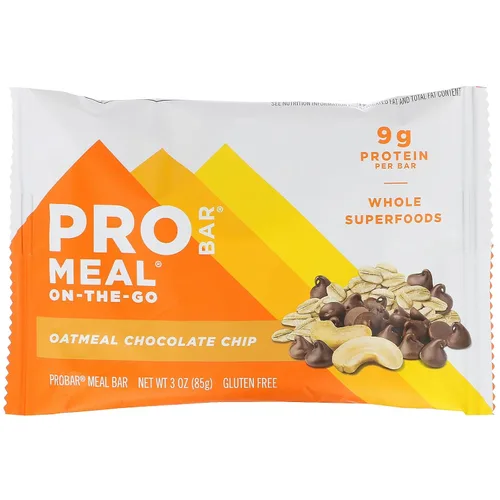 Miniatura 4 de ProBar Meal-On-The-Go, chispas de chocolate de avena, 12 barras, 3 oz (85 g) cada una