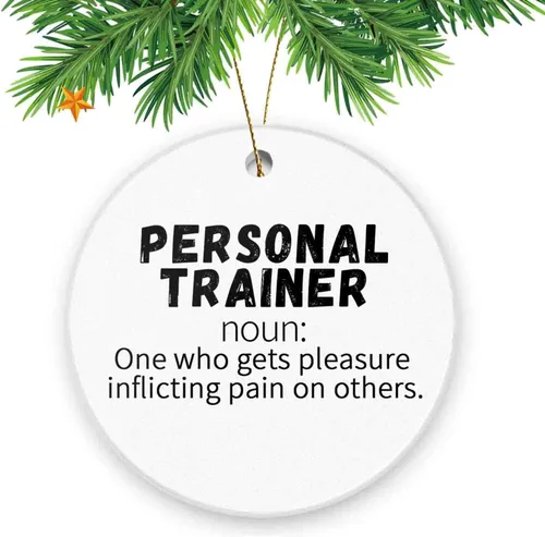 Adornos de Navidad para la familia, entrenador personal, divertido recuerdo de cerámica para decoración del árbol de Navidad para el hogar