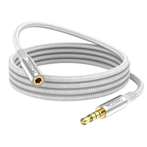 Miniatura 9 de MOSWAG Cable de extensión macho a hembra de 0.138 in con adaptador de audio estéreo de micrófono, nailon trenzado, compatible con estéreo de Rojo