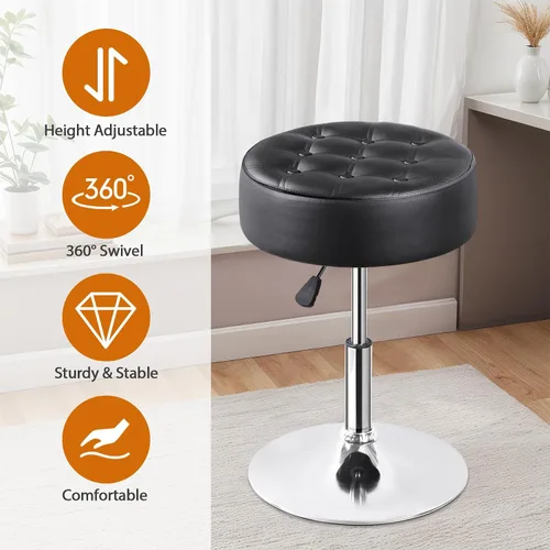 Miniatura 5 de SUPER DEAL Taburetes de tocador para maquillaje, silla otomana de tocador con altura ajustable y giro de 360° para sala de maquillaje, dormitorio