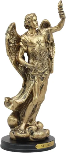 Miniatura 5 de Ebros - Estatua de arcángel de la iglesia católica Uriel de 8 pulgadas de alto, figura de San Uriel el Arcángel con placa de nombre de latón y base