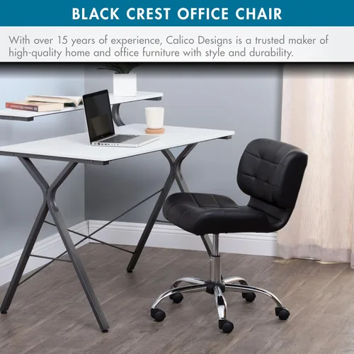 Miniatura 6 de Calico Designs - Silla de oficina moderna sin brazos con cresta negra, silla giratoria de oficina, silla de escritorio, silla de computadora