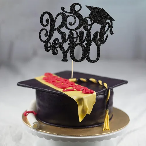 Miniatura 5 de 1 pieza de topper de pastel "Ephlyn" tan orgulloso de ti con diploma dorado, gorra de graduación, adorno de pastel, felicitaciones, clase de 2025