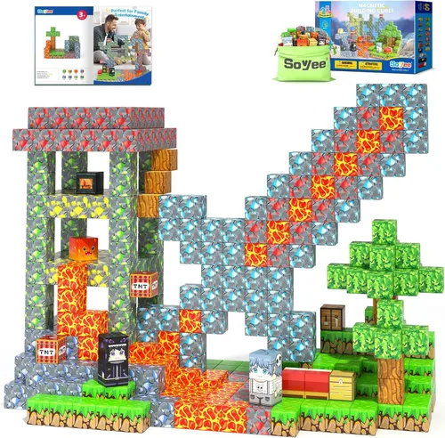 Miniatura 11 de Soyee Bloques Magnéticos - Juego de Construcción de Mundo Magnético de Mina para Niños Pequeñas Juguetes Sensoriales para Niños y Niñas Edades 3-5