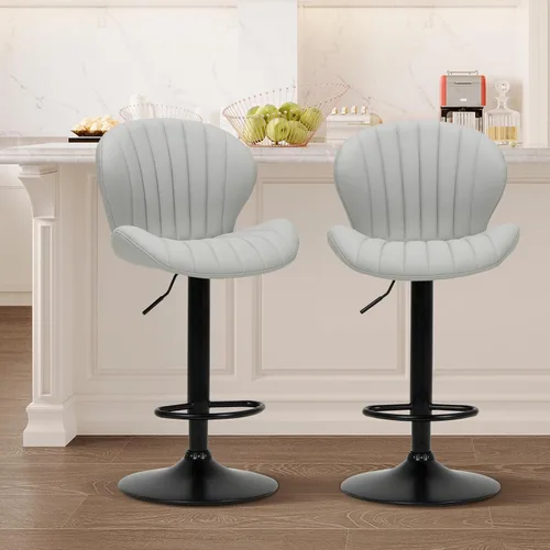 Miniatura 9 de COLAMY Juego de 1 Taburete de Bar, Sillas de Bar Giratorias Modernas, Taburetes de Bar Ajustables Tapizados en Cuero Sintético de Altura de Negro