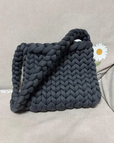 Miniatura 6 de Hilo grueso para tejido de brazo gigante para manta de nudo trenzado, hilo grueso jumbo tuerce tubular Ya rn suave extra grueso Yar n, tejido Gris