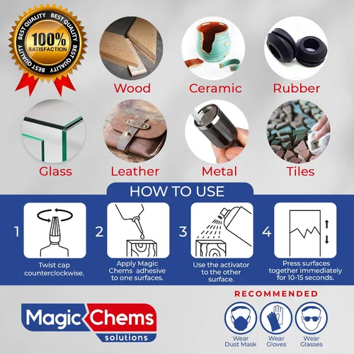 Miniatura 3 de Magic Chems - Pegamento CA con kit activador (2 pegamento de 0.8 onzas + activador de 6.7 onzas líquidas), adhesivo de cianoacrilato para impresión