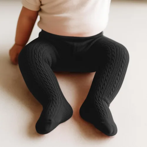 Miniatura 4 de American Trends Medias de bebé para niñas, leggings de algodón de punto trenzado, medias suaves sin costuras para recién nacidos, medias para bebés