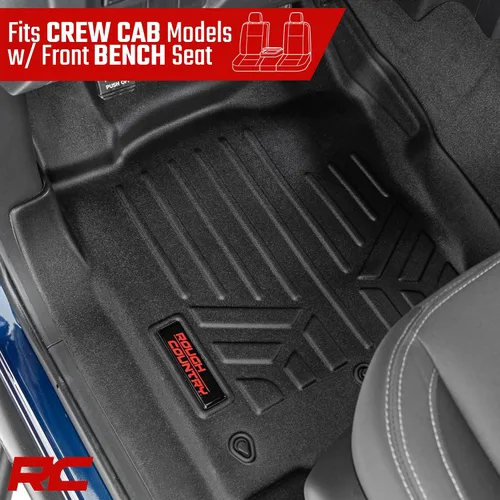 Miniatura 2 de Rough Country Floor Armor Alfombrillas de Piso Delanteras y Traseras para Nissan Titan (2017–2024) y Titan XD (2016–2024) Crew Cab con Asientos