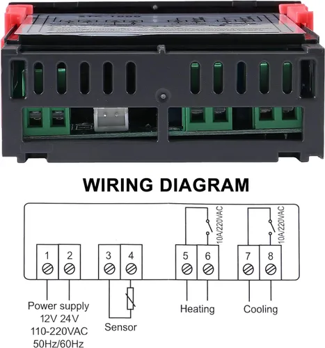 Miniatura 3 de 2 unids STC-1000 controlador de temperatura digital 110-220 V termostato incubadora termorregulador relé calefacción refrigeración con sensor cable