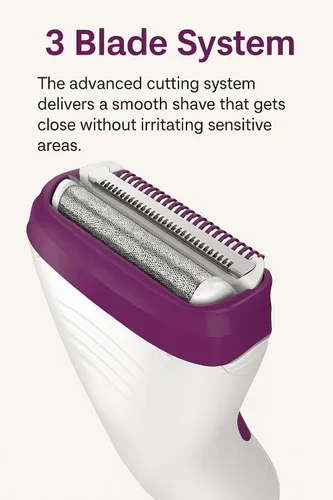 Miniatura 3 de Remington Afeitadora eléctrica suave y sedosa para mujer, afeitadora de papel de aluminio de 3 cuchillas y recortadora de bikini, afeitada en húmedo