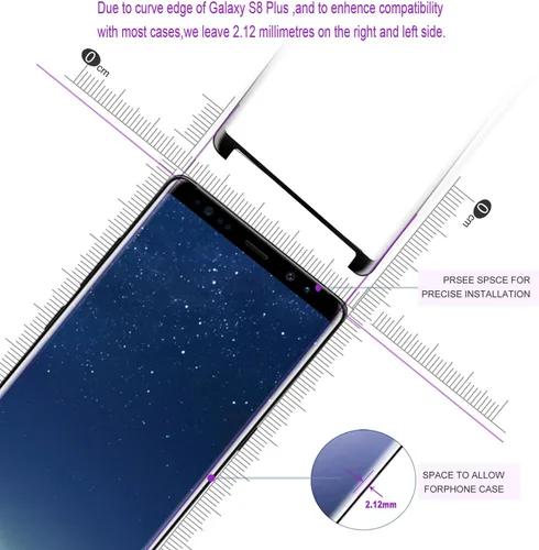 Miniatura 5 de Paquete de 2 protectores de pantalla de vidrio para Galaxy S8 Plus [bandeja de fácil instalación], protector de pantalla curvado 3D