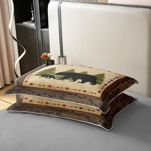 Miniatura 5 de Juego de funda de edredón de oso 100% algodón, tamaño Queen, rústico, rústico, oso, vida silvestre, oso salvaje, juego de ropa de cama, decoración