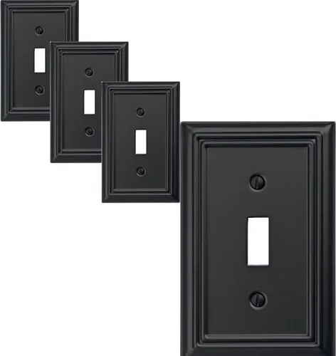 Miniatura 17 de OKAWYC Cubierta Cuádruple Decorativa para Interruptor de Luz Adler Placa de Pared de Metal, Paquete de 2 Negro 4 Vías Cuádruple Rocker