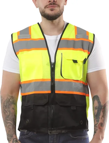 Kolossus Chaleco de seguridad de alta visibilidad Bolsillos delanteros Cinta reflectante naranja plateado para hombres y mujeres Clase 2