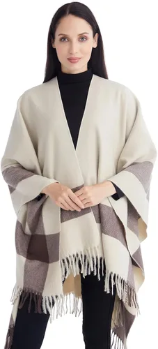 Miniatura 7 de Poncho chal para mujer, suéteres suaves y cálidos para mujer, parte delantera abierta, poncho de viaje para otoño, invierno y primavera
