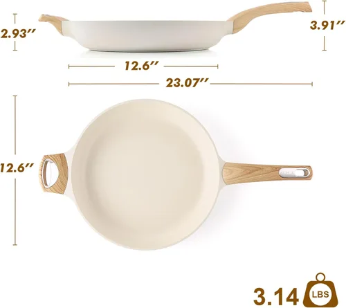 Miniatura 6 de Sartén de Cerámica Antiadherente de SENSARTE, Sartén de Saltear y Freír de 12.5 Pulgadas con Mango Ergonómico, Sartén Grande de Cocina de Chef