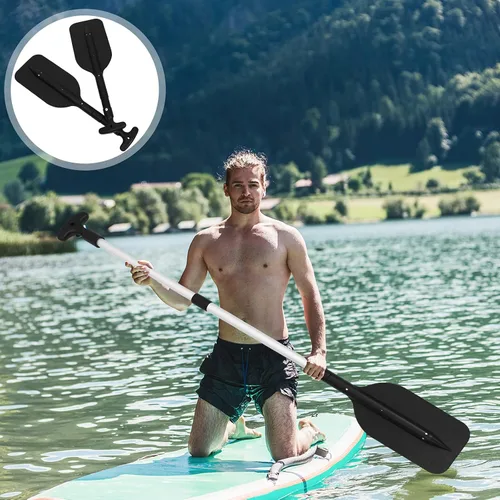 Miniatura 6 de LIOOBO Telescopic Kayak Paddle - 2Pcs Plastic Aluminum Canoe Oar, Boating Accessories River Tubing Paddles Negro
