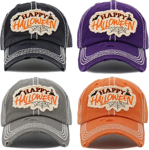 Miniatura 2 de ScarvesMe Gorra de béisbol de punto desgastado vintage lavado de bruja mala para mujer