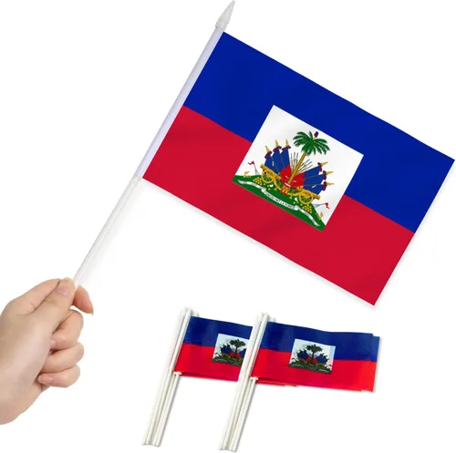 Miniatura 10 de Anley Mini bandera de El Salvador, paquete de 12 unidades, banderas salvadoreñas pequeñas en miniatura de mano en barra, resistentes a