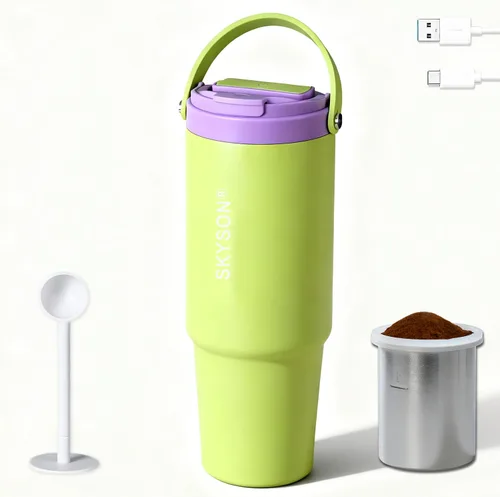 Miniatura 8 de Taza de café portátil para viajes, mini máquina de café expreso, taza térmica de 20 onzas con tapa, filtro eléctrico de extracción rápida, vaso