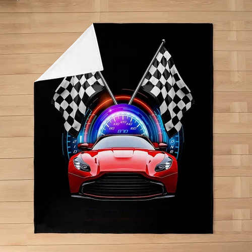 Miniatura 3 de Erosebridal Manta roja de coche de carreras para niños y adolescentes, manta fresca de coche de carreras de 40 x 50 pulgadas, manta de forro polar