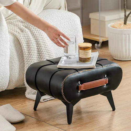 Miniatura 2 de Reposapiés pequeño – Reposapiés de piel sintética elegante y funcional para asientos adicionales en la sala de estar, entrada u oficina