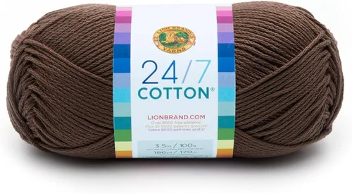 Miniatura 37 de Lion Brand Yarn, Hilo ligero mercerizado de algodón 24/7 para tejer, ganchillo y manualidades, Almirante, 1 paquete, 185 yardas de fibra natural