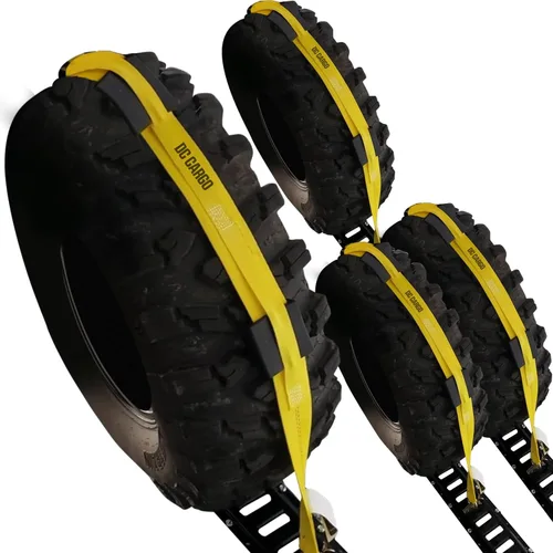 Miniatura 9 de DC Cargo Mall Correas de neumático E Track (paquete de 4) – Correas de rueda con accesorios E Track y 3 bloques de goma – 11' x 2" amarres