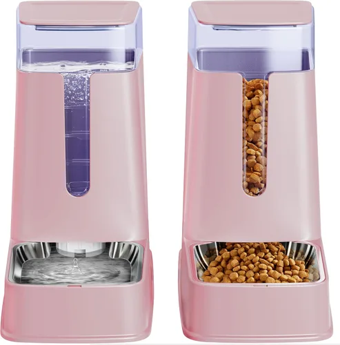 Miniatura 9 de Dispensador de comida para gatos y dispensador de agua para gatos con cuencos de acero inoxidable, alimentador por gravedad para perros pequeños