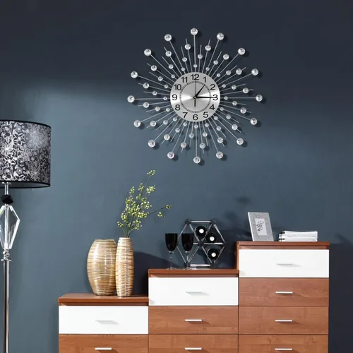 Miniatura 3 de Reloj de pared grande de cristal de 24 pulgadas para decoración de sala de estar, moderno reloj de pared con forma de estrella de metal, reloj