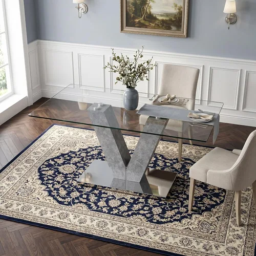 Miniatura 13 de Juego de mesa de comedor de vidrio de 71 pulgadas para 6, juego de mesa de comedor para 6, mesa de cocina moderna y 6 sillas de PU, parte superior 6