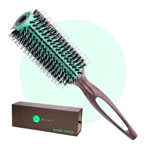 Miniatura 10 de MINT Cepillo redondo ecológico de cerdas de jabalí para secado con soplado Estilo duradero para todo tipo de cabello Cepillo redondo de cerámica