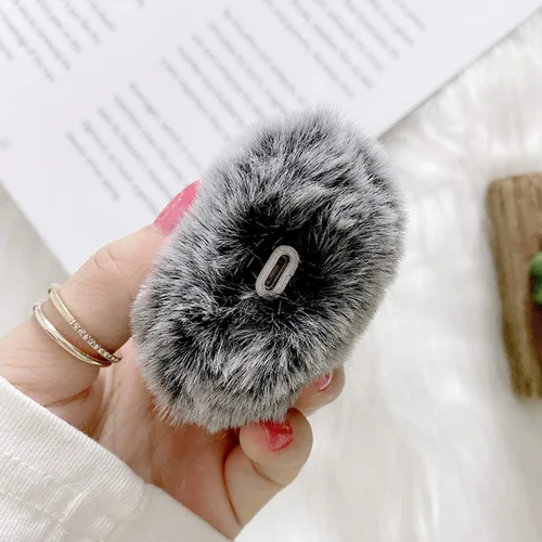 Miniatura 7 de Guppy Compatible con AirPods Furry Bunny Case Girls 3D Cartoon Cute Rabbit Ears Plush Fluffy Warm Funda de transporte suave funda protectora Rosa