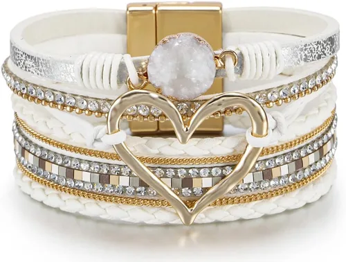 Miniatura 25 de Fesciory - Pulsera de leopardo para mujer, estilo bohemio de cuero multicapa con perlas de cristal