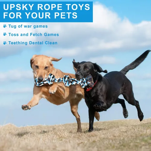 Miniatura 5 de UPSKY Juguetes de cuerda para perros 2 juguetes casi indestructibles para perros de raza mediana a grande, juguete de masticación/tracción dental