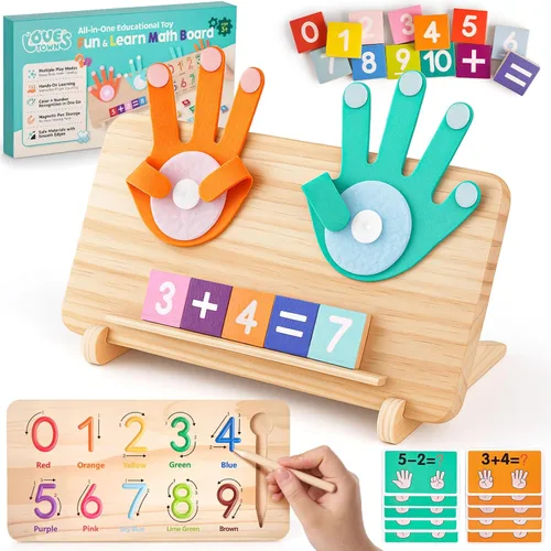 LovesTown Juguetes de aprendizaje preescolar, manipuladores educativos de matemáticas, bloques de conteo de dedos, número de seguimiento para niños