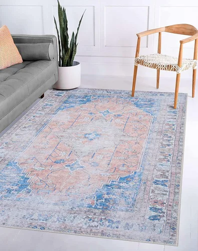 Miniatura 24 de GLN Rugs Bohemian Collection - Alfombra de felpilla lavable a máquina, bohemio vintage, antideslizante, alfombra de felpilla de pelo bajo, alfombra