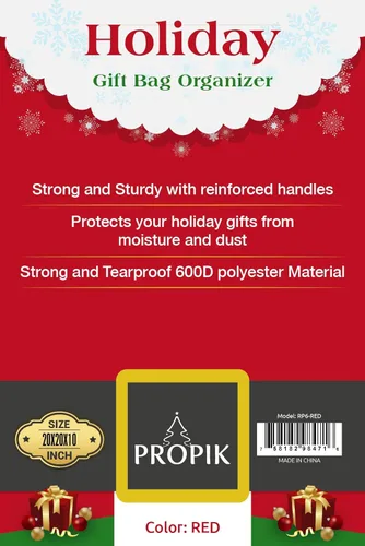Miniatura 4 de Organizador de Almacenamiento Navideño ProPik, Bolsas de Regalo, Lazos, Cintas y Contenedor de Accesorios de Envoltorio (Rojo)