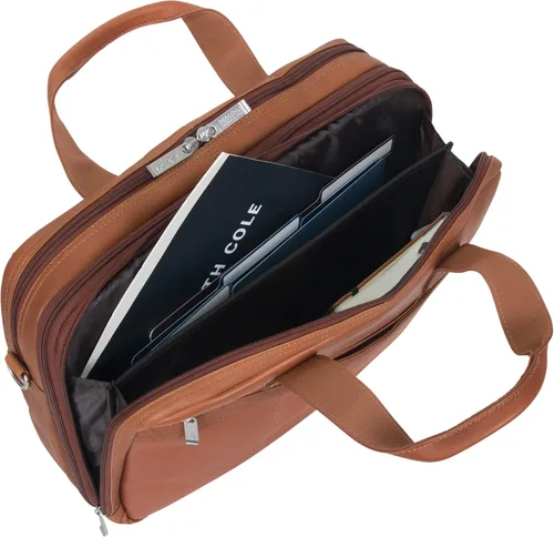 Miniatura 11 de Kenneth Cole REACTION "Out of the Bag" Manhattan - Bolso bandolera de cuero colombiano para laptop de 15.6" para viajes y negocios