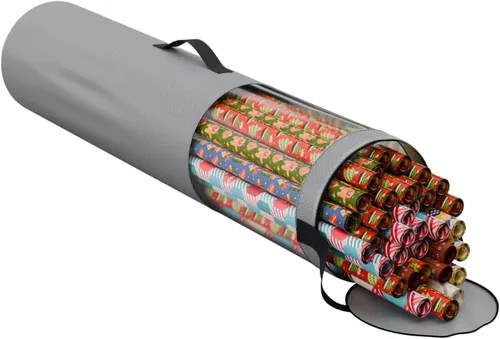 ProPik Bolsa organizadora de almacenamiento de papel de regalo, almacena hasta 25 rollos de 40 pulgadas, poliéster resistente más bolsa transparente